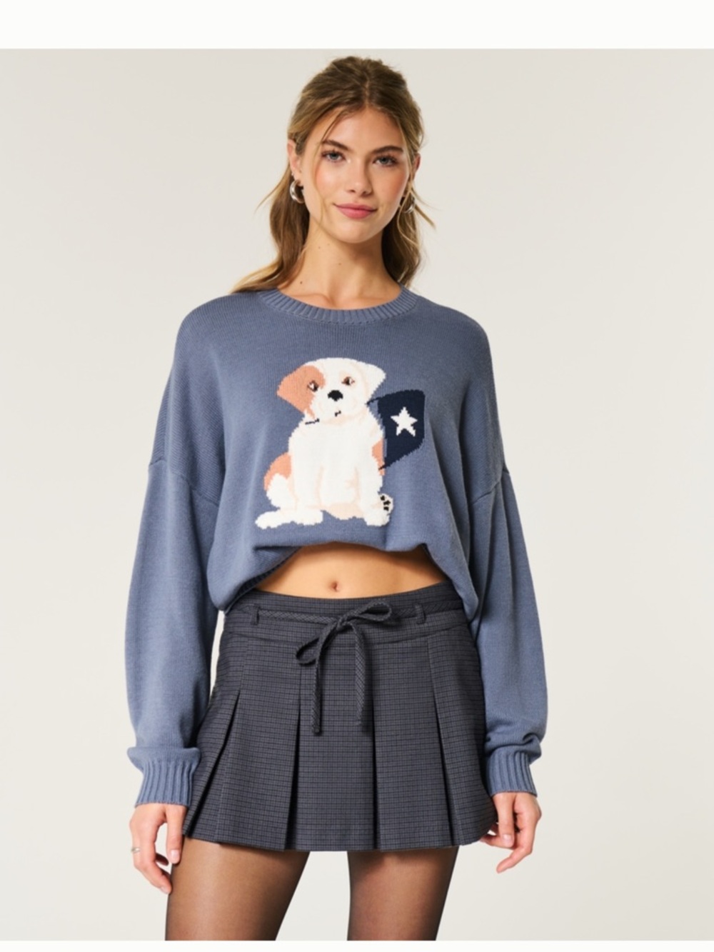Hollister Brown & Cream Plaid Pleated Skirt / Skort